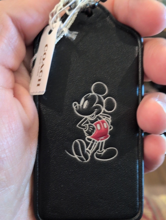 Disney Accessories - Coach x Disney Mickey Mouse Leather Hang Tag Bag Charm Black Red